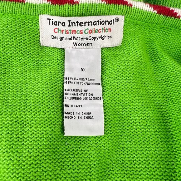 Vintage Tiara International Christmas Santa Cardigan Sweater With Red & White Tr - Picture 11 of 11